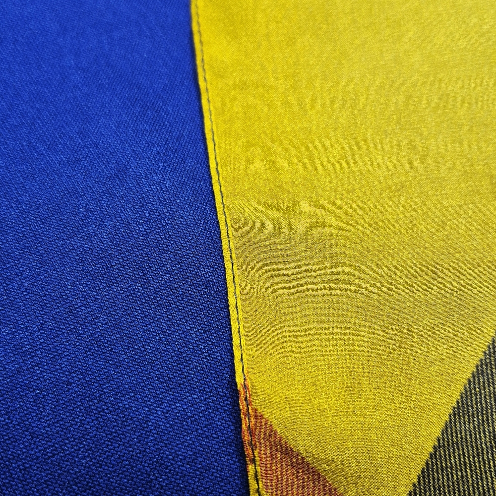 Burberry Yellow Plaid Silk Scarf with Black and Red Accents - Picture 8 of 11